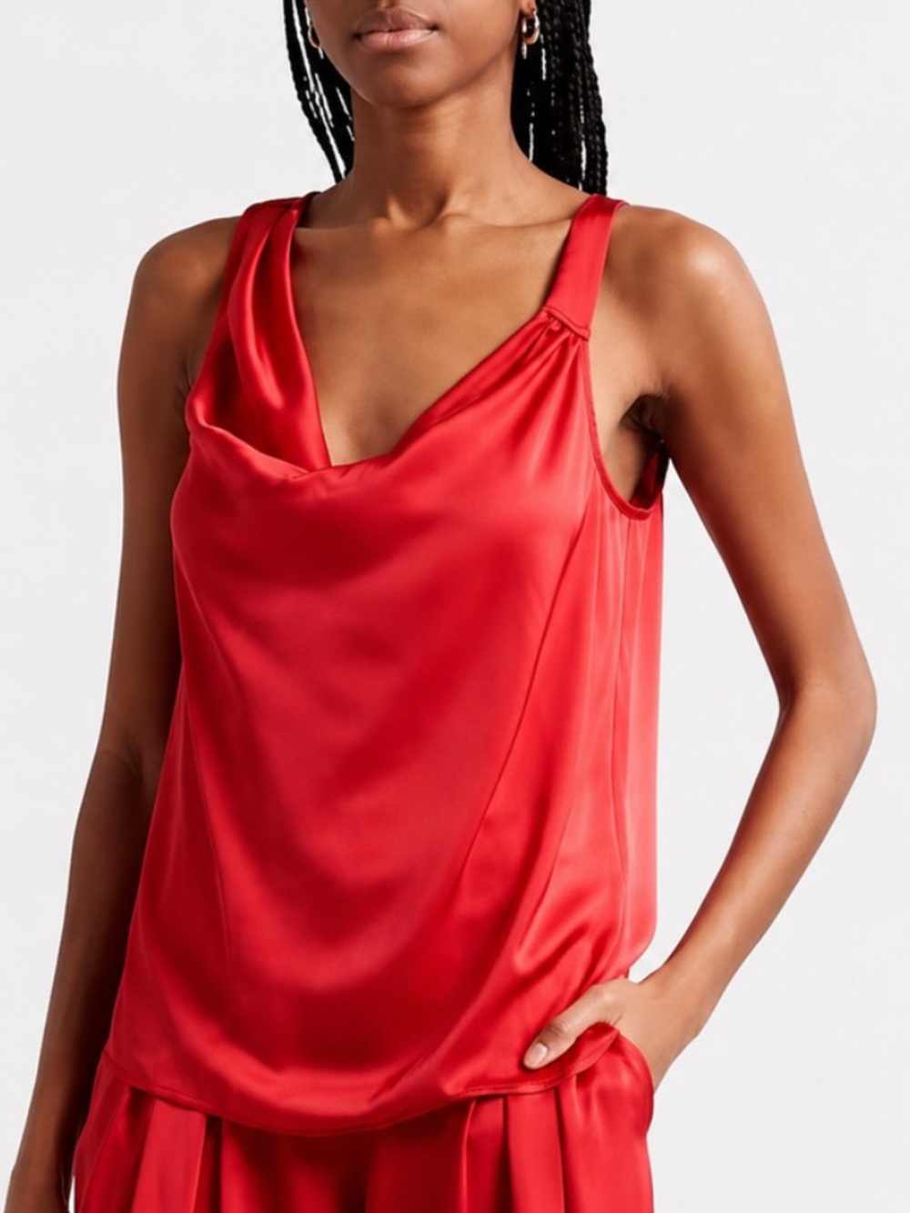 Ramy Brook Drape Neck Camisole Tank Top in Red Size Medium